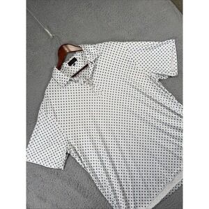 Rafter C Pearl Snap Polo Shirt Mens XL White Geometric Aztec Western Performance
